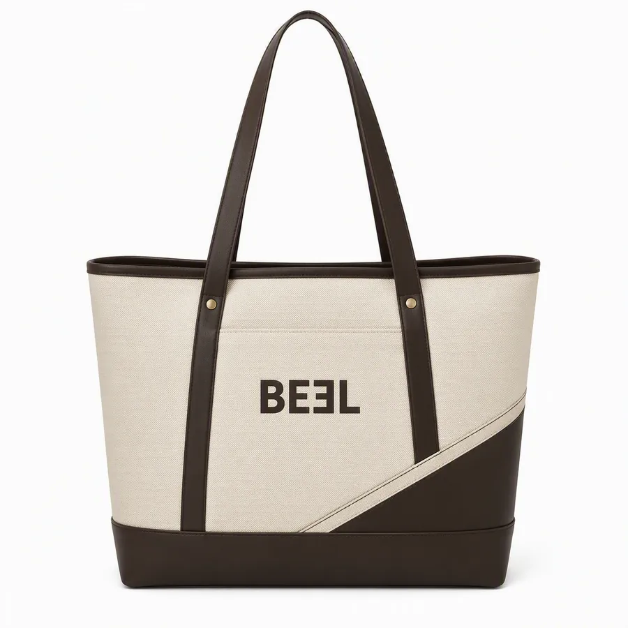 Designer Gift Tote - Cream & Brown