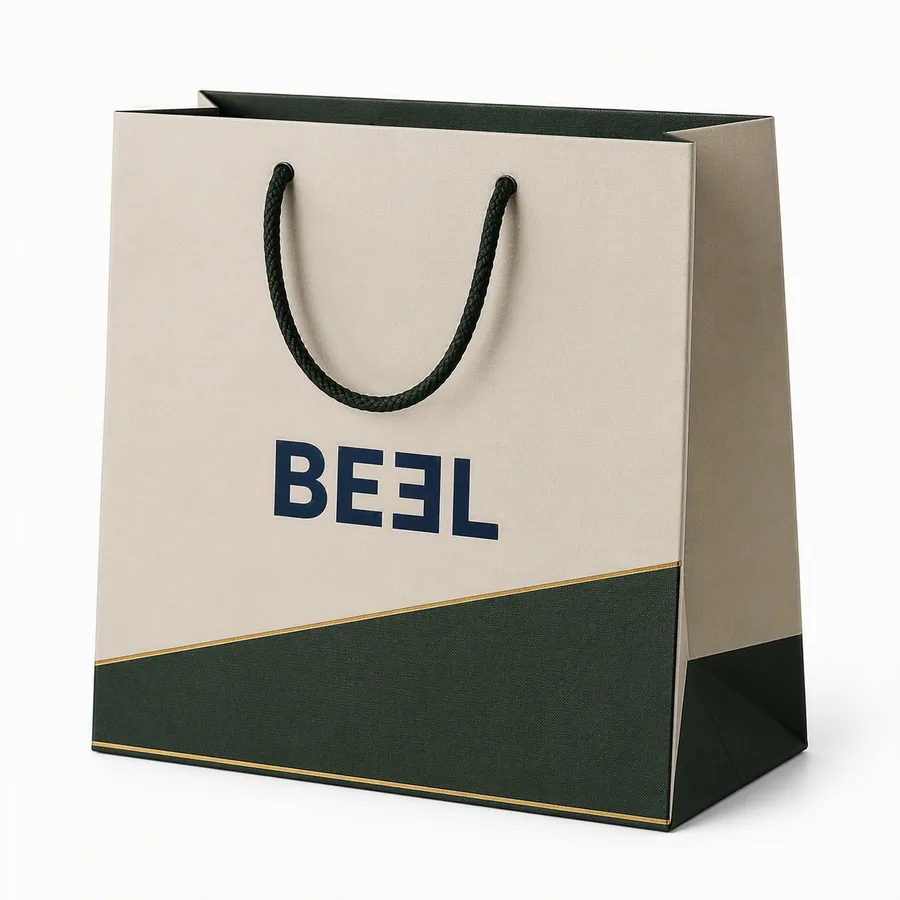 Paper Bag - Beige & Green