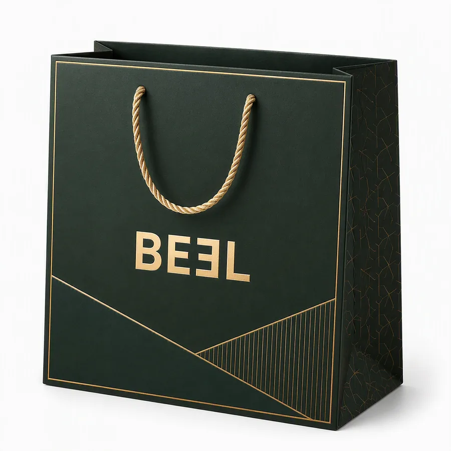 Paper Bag - Dark Green Gold Foil