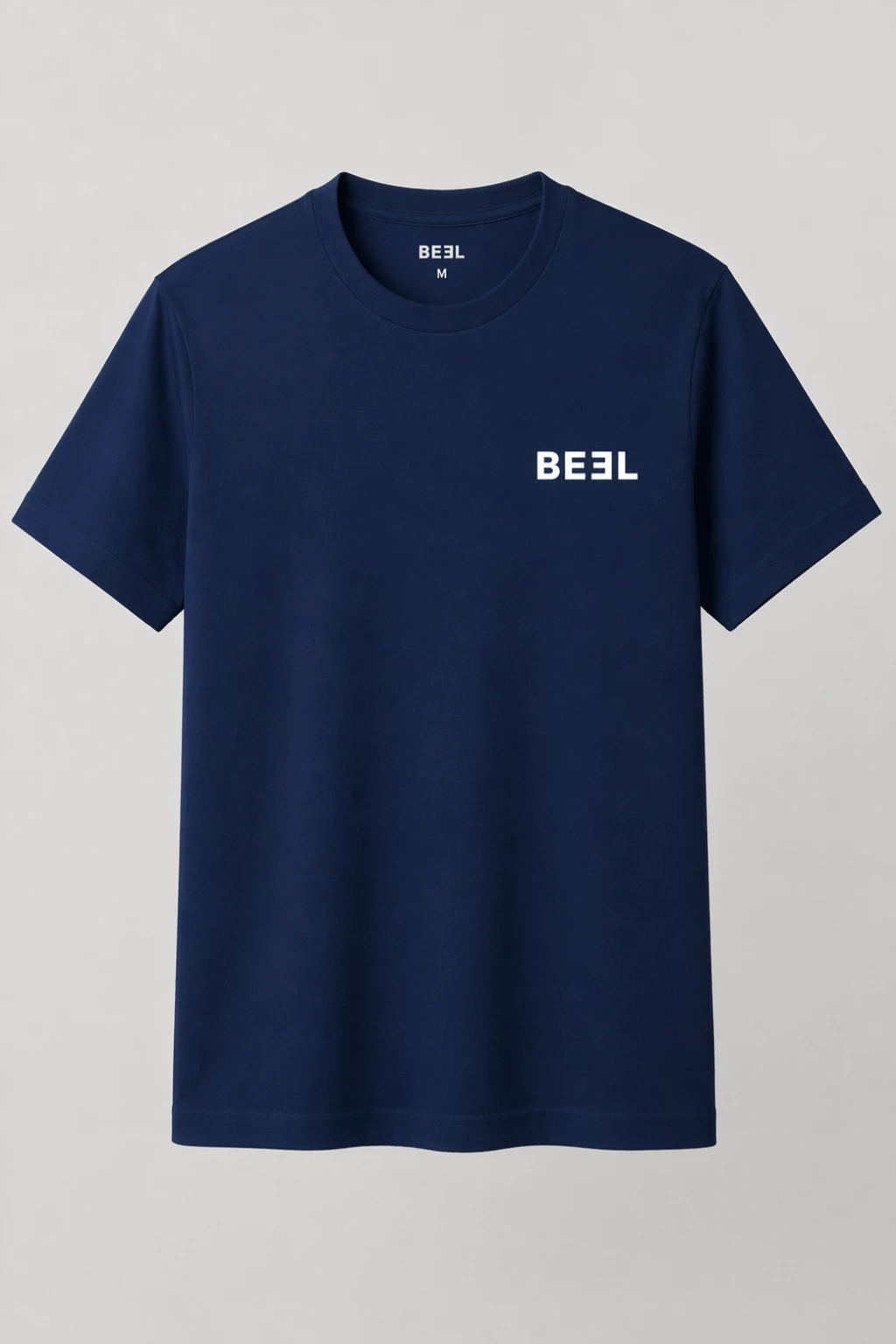 Navy round-neck T-shirt with printed logo