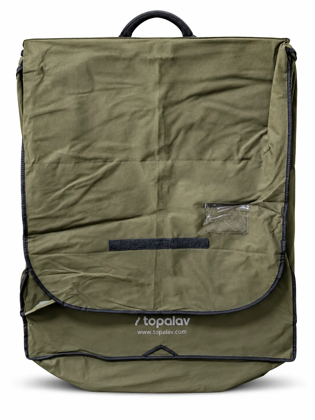 Olive Suit Cover with Handle – Back view