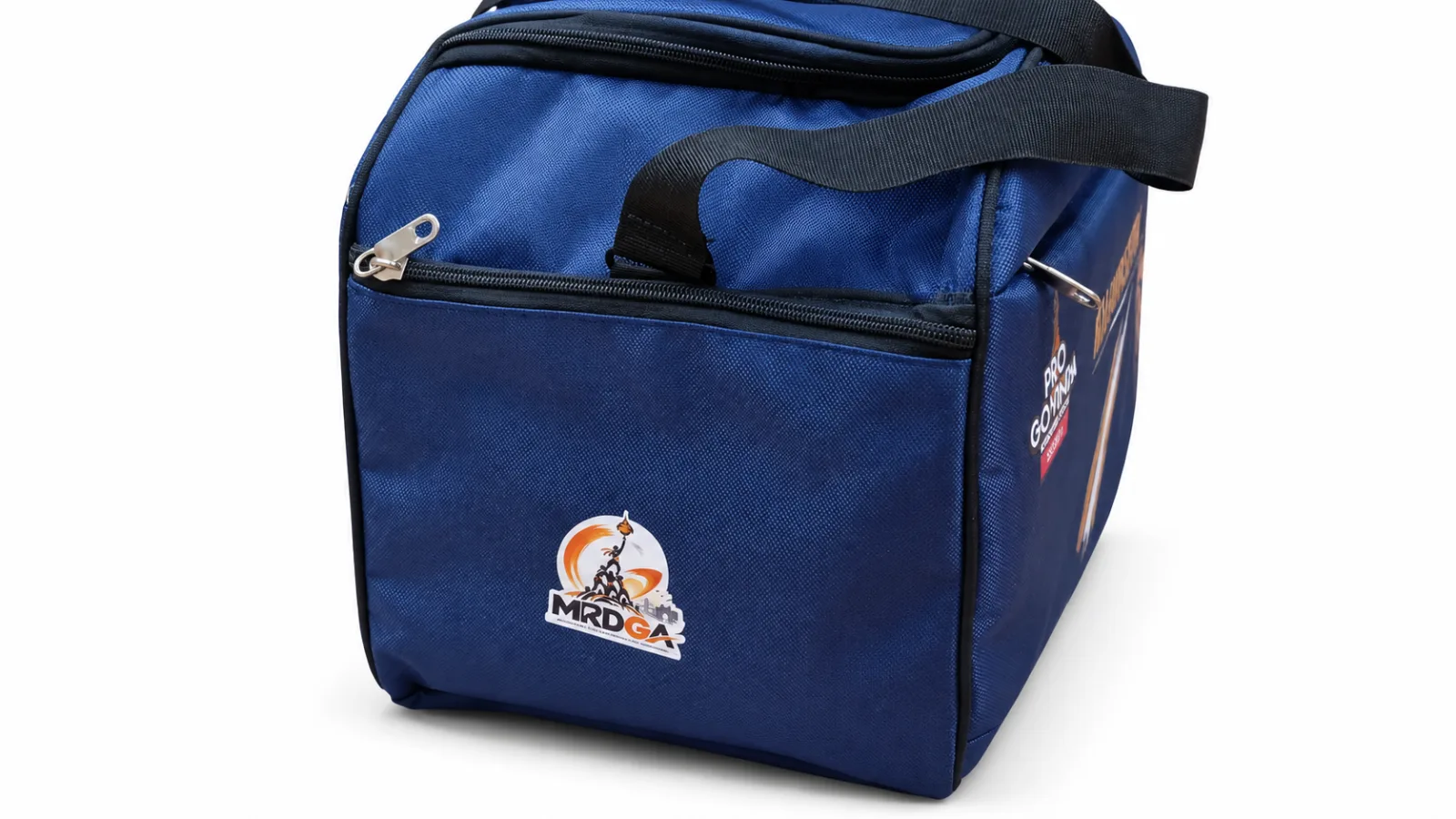 Navy Printed Duffel – End view