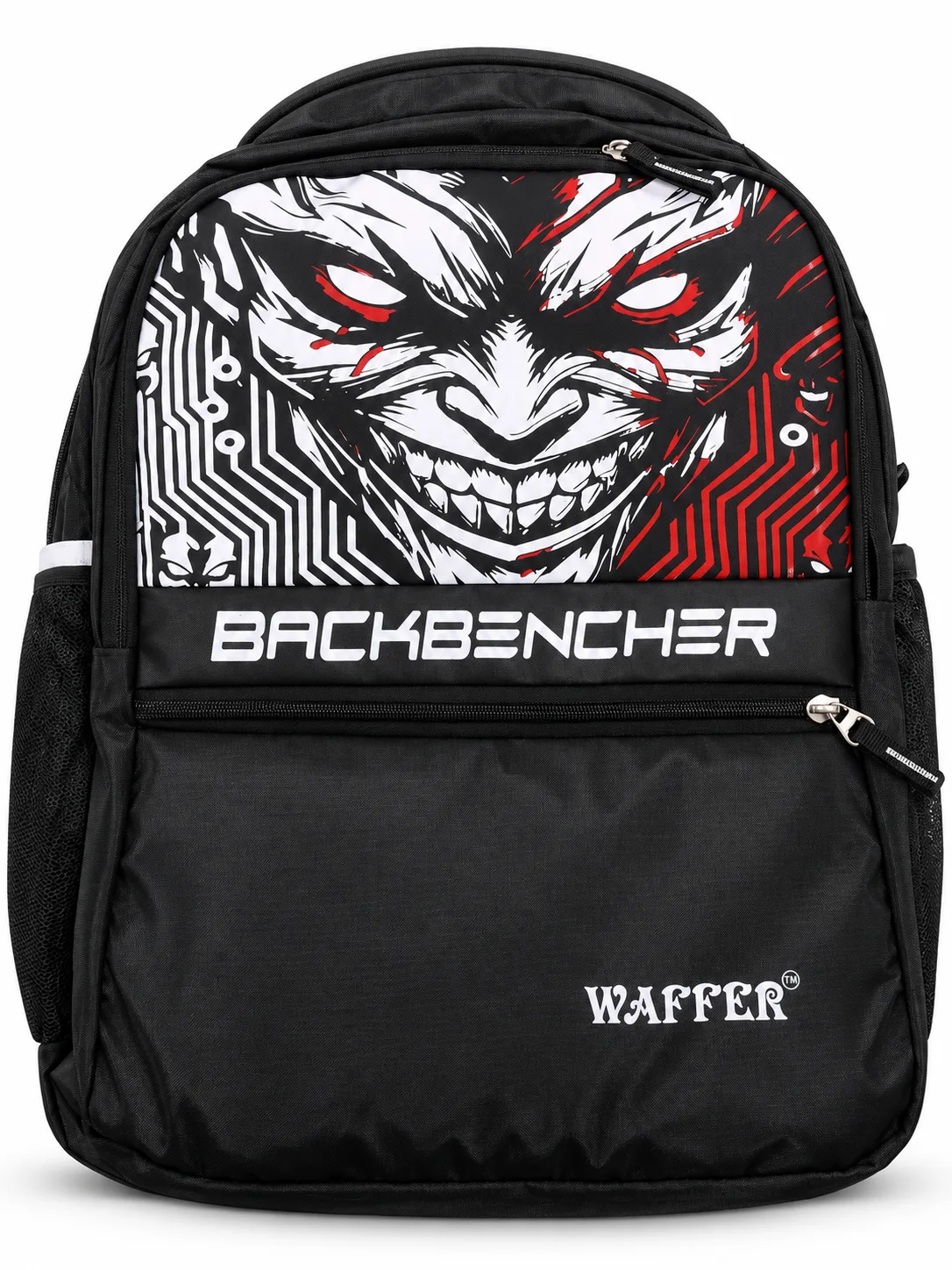 Black Graphic-Print Backpack – Front view
