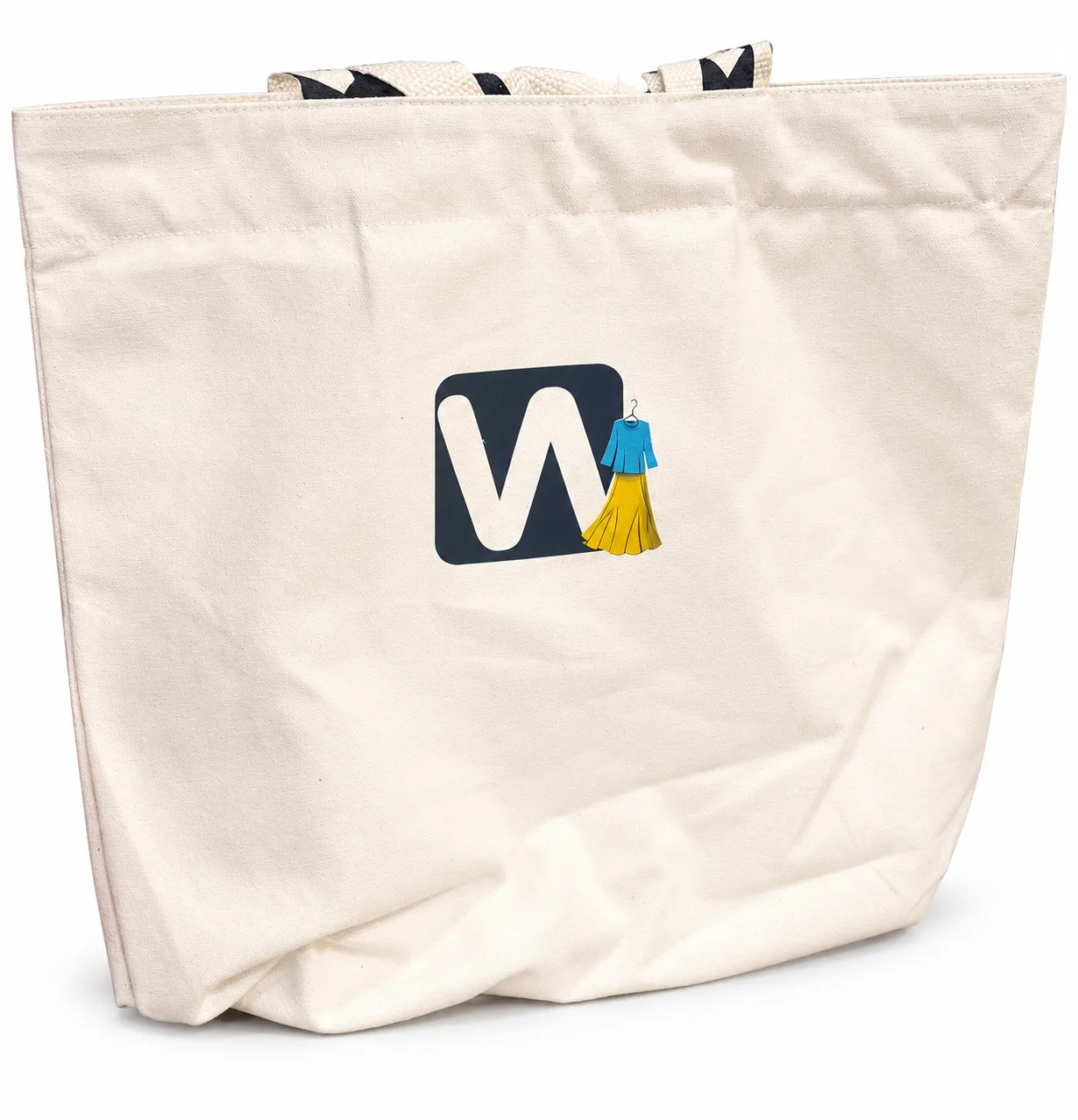 Wide Canvas Tote with Logo Print – Front view