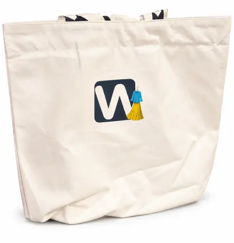 Wide Canvas Tote with Logo Print