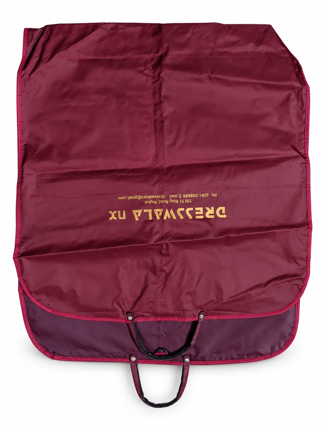 Maroon Foldable Suit Cover – Front view