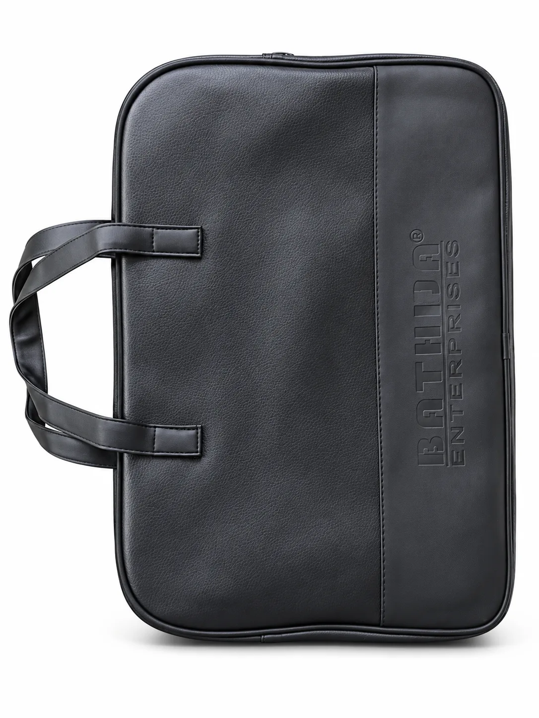 Black Leather Laptop Bag – Front view