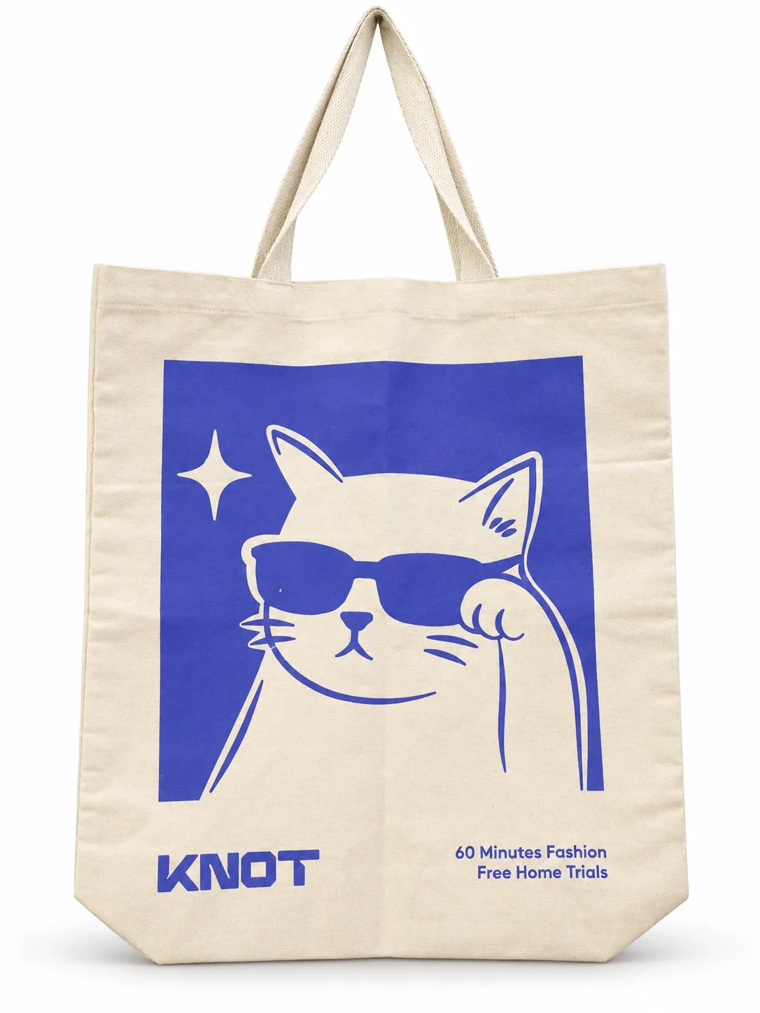Natural Tote with Cat Print – Front view