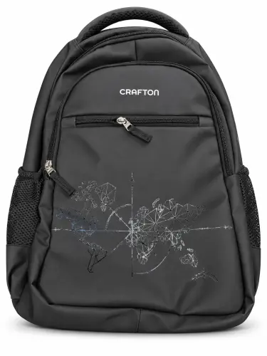 Black Map-Print Backpack