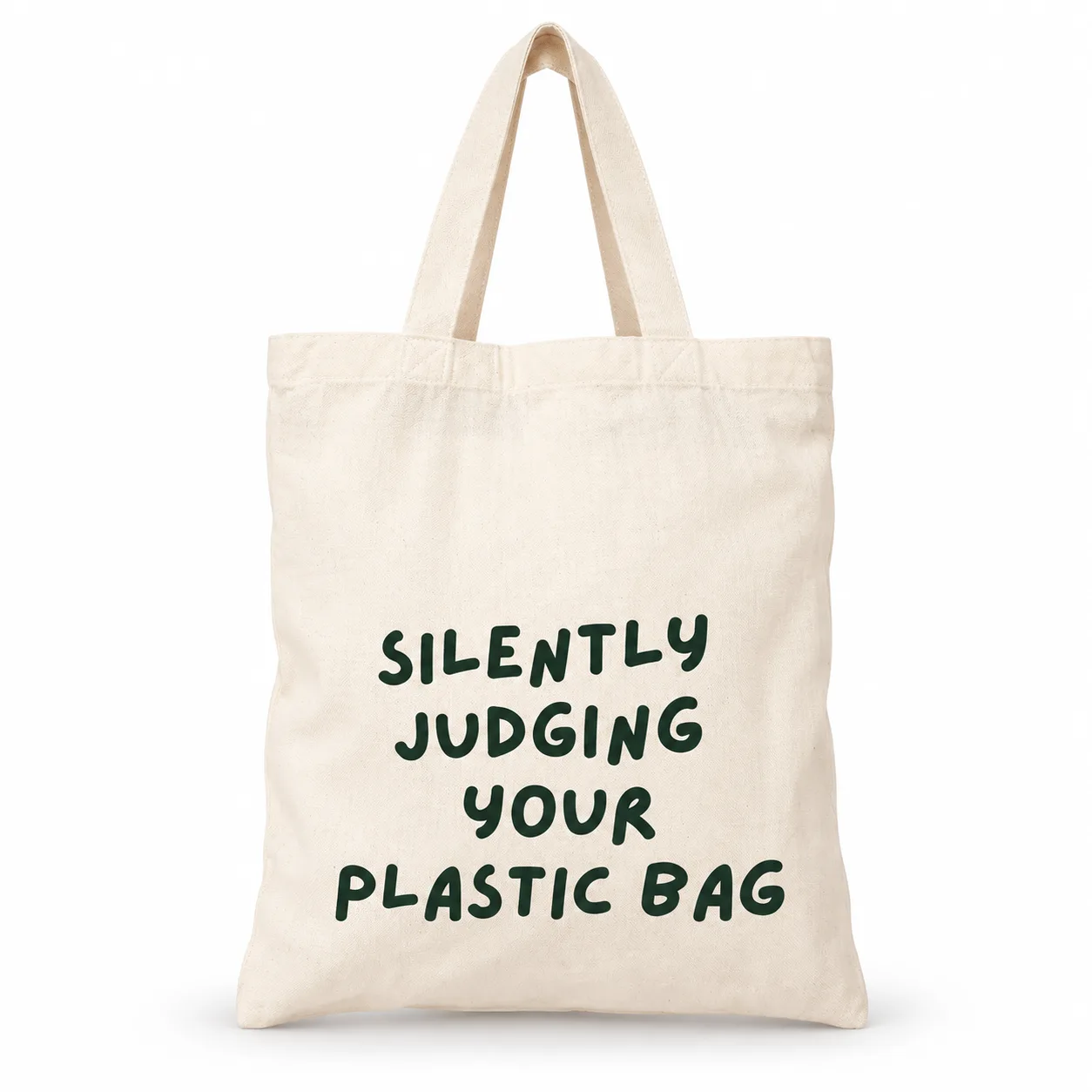Natural Tote with Slogan Print – Front view