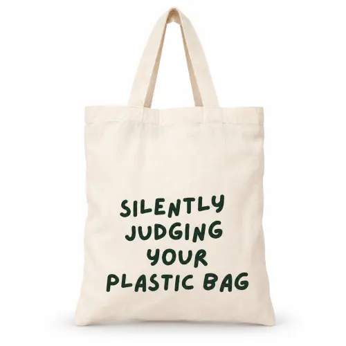 Natural Tote with Slogan Print
