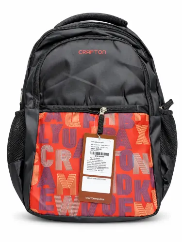 Black Backpack with Orange Print Panel