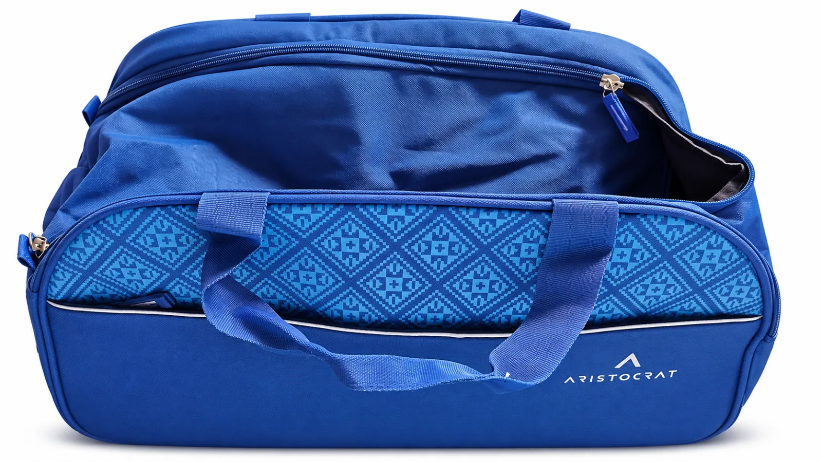 Blue Patterned Duffel – Top view