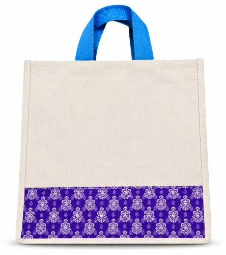 Canvas Blue Print Band Tote