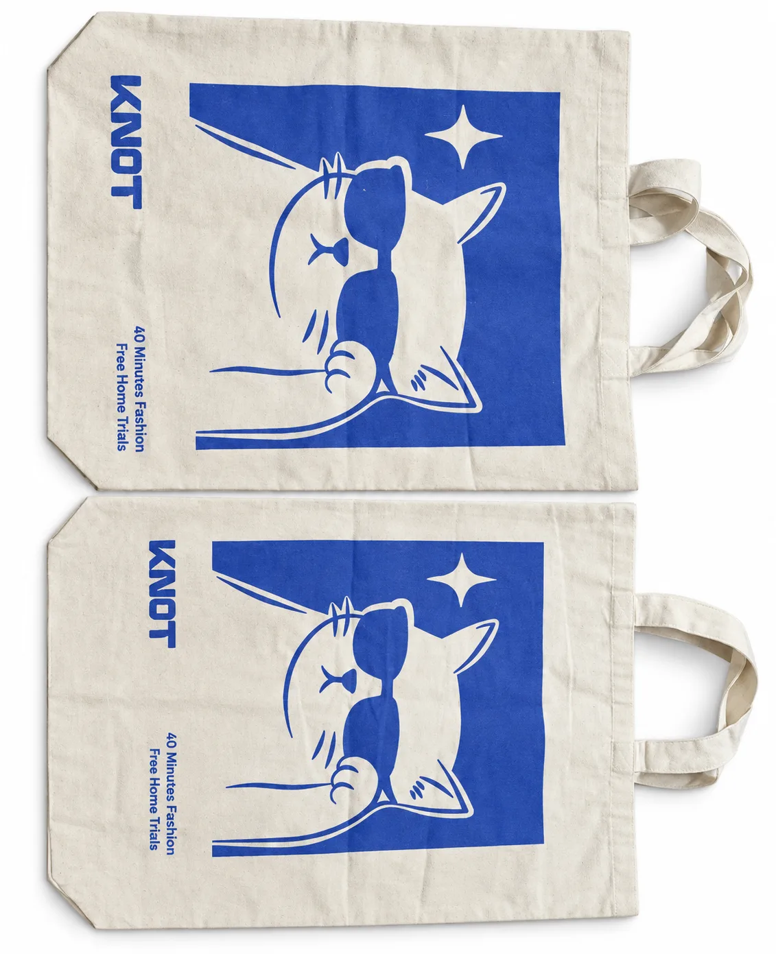 Natural Tote with Cat Print – Flat view