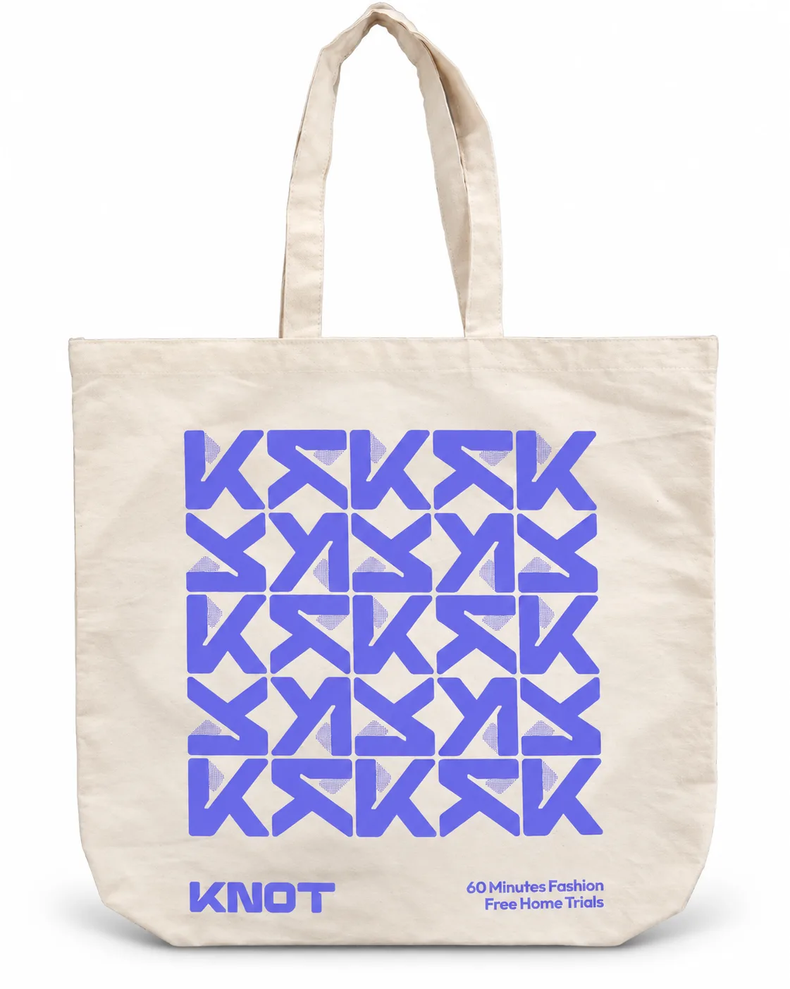 Natural Tote with Blue Pattern Print – Front view